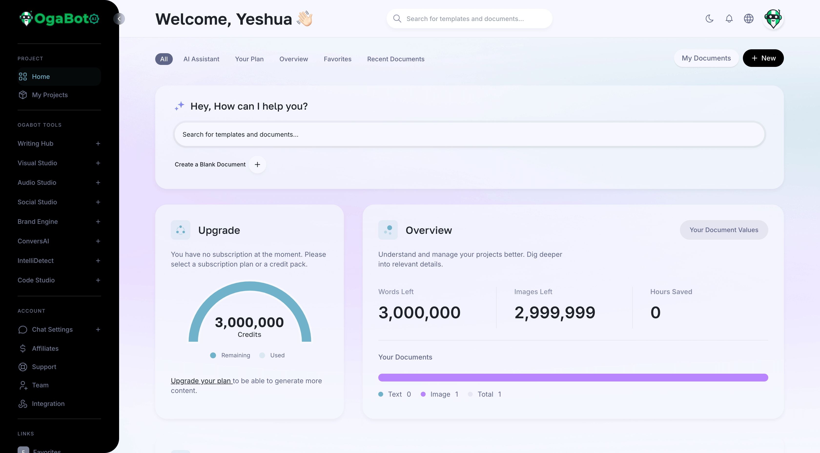 Image of OgaBotAI dashboard